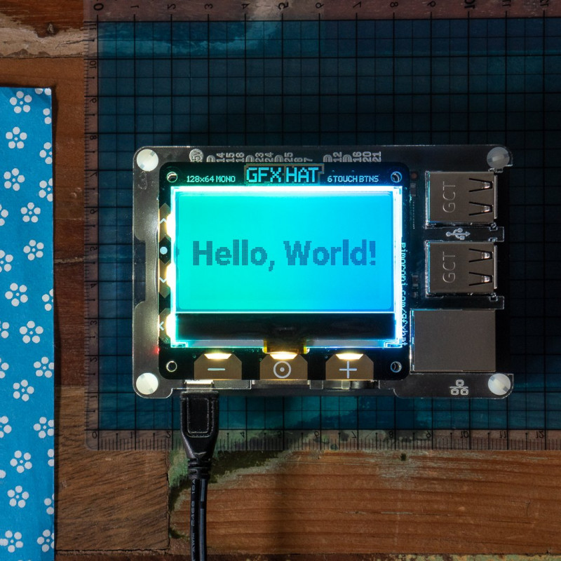 GFX HAT - 128x64 LCD Display with RGB Backlight and Touch Buttons Pimoroni 19030088 PIMORONI