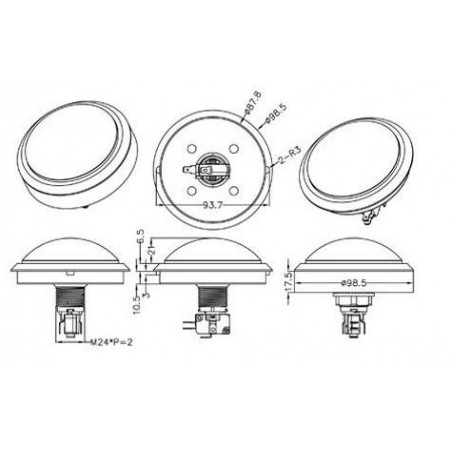 Massive Arcade Button with LED - 100mm Red