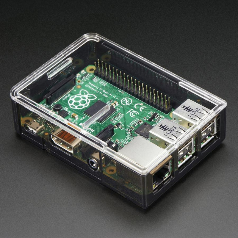 Adafruit Raspberry Pi B+ / Pi 2 / Pi 3 Case - Smoke Base - w/ Clear Top Adafruit19040315 Adafruit