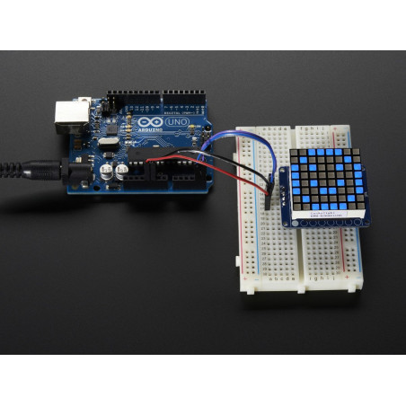 Small 1.2" 8x8 Bright Square LED Matrix + Backpack - White