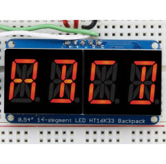 Quad Alphanumeric Display - 0.54" Digits w/ I2C Backpack - Red Adafruit 19040342 Adafruit