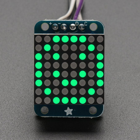 Adafruit Mini 0.7" 8x8 LED Matrix w/I2C Backpack - Pure Green