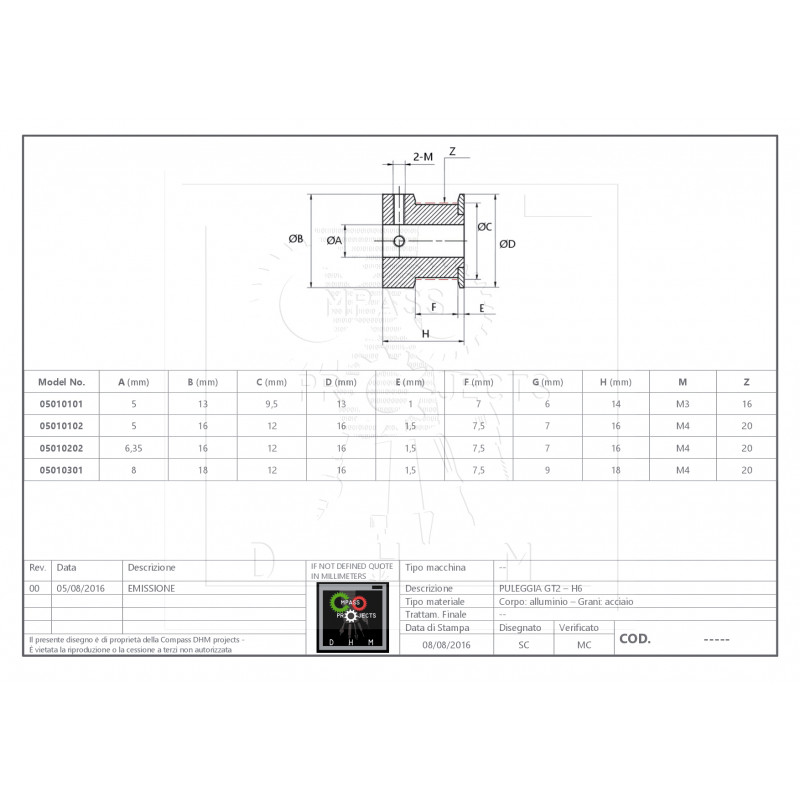 Cqinju-Puleggia GT2. Puleggia Di Temporizzazione 2GT 40. Alesaggio - Foto 2