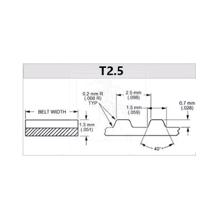 Courroie T2.5 blanche renforcée au mètre largeur 6mm pas 2.5mm pour imprimante 3D Reprap CNC belt