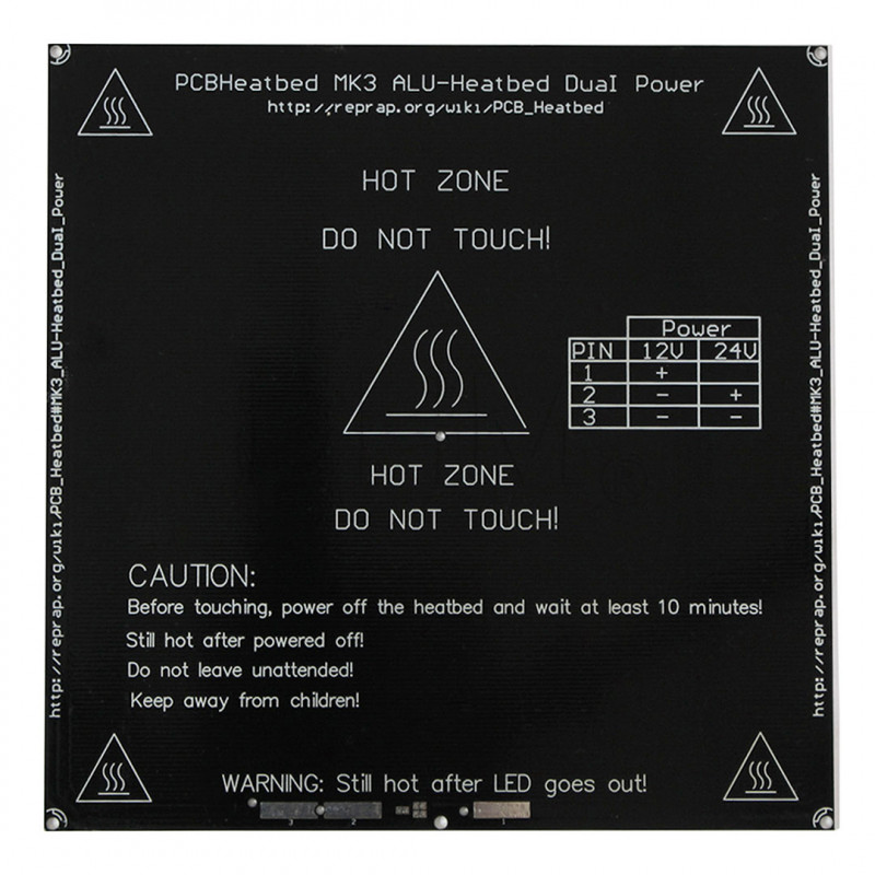 Lit chauffant Mk3 NOIR aluminium 20*20cm Plateau chauffant imprimante 3D Reprap Prusa Hauts série MK 11010104 DHM