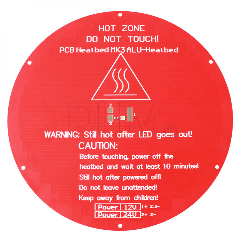 Piatto MK3 Round Ø22cm RISCALDATO PCB heated 12V - 24V 3d printer reprap Piani serie MK11010105 DHM