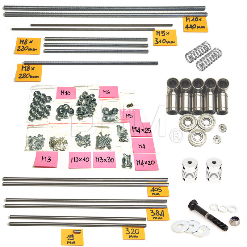 Hardware-Kit Prusa i3 - glatte & Gewindestangen - Linear- & Kugellager - 3D gefräste Bolzen - Federn - 3d Drucken 18011014 DHM