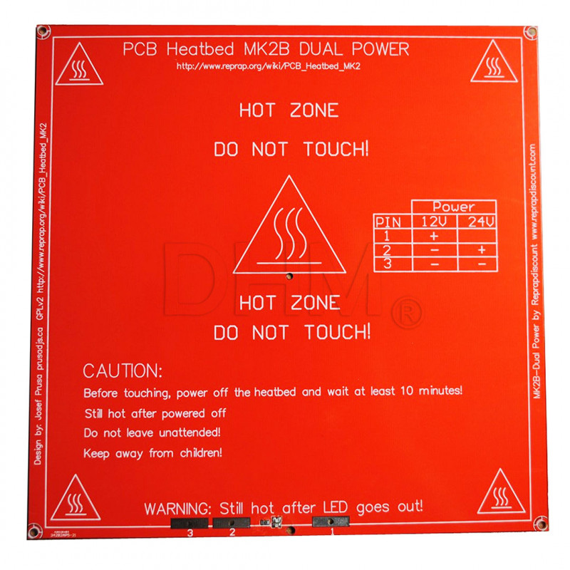 Lit chauffant Mk2b rouge 20*20cm Plateau chauffant imprimante 3D Reprap Prusa Hauts série MK 11010101 DHM