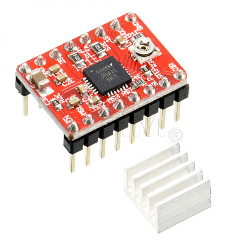 Stepper motor driver A4988 red - dissipatore radiatore - driver nema 17 - reprap Driver per motori06040102 DHM