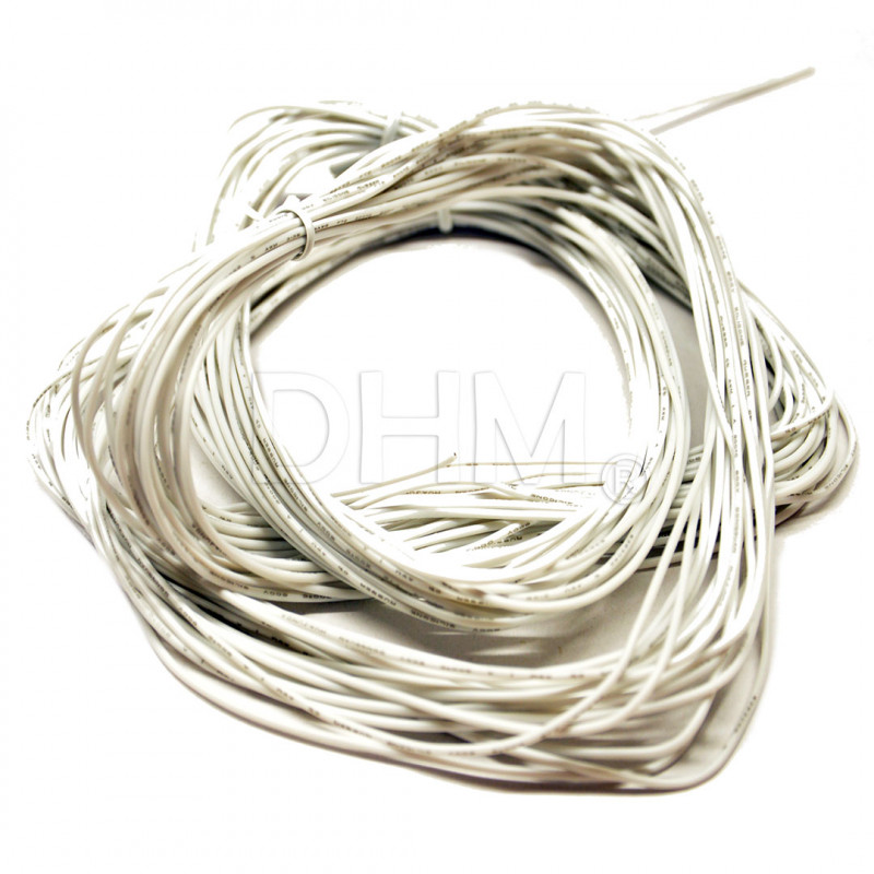 High temperature cable AWG28 per meter - WHITE Single insulation cables 12010103 DHM