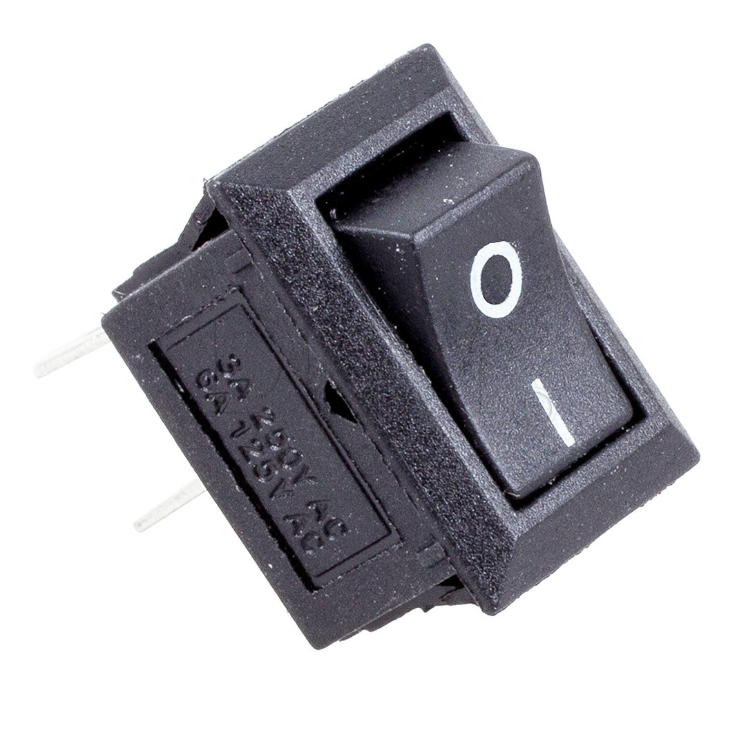 Interrupteur à bascule SPST On-Off noir pour montage sur panneau 10A