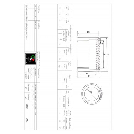 Rodamiento lineal  LM4