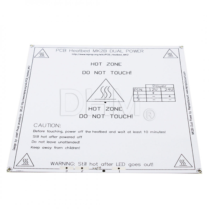 Lit chauffant Mk2b BLANC 20*20cm Plateau chauffant imprimante 3D Reprap Prusa Hauts série MK 11010102 DHM