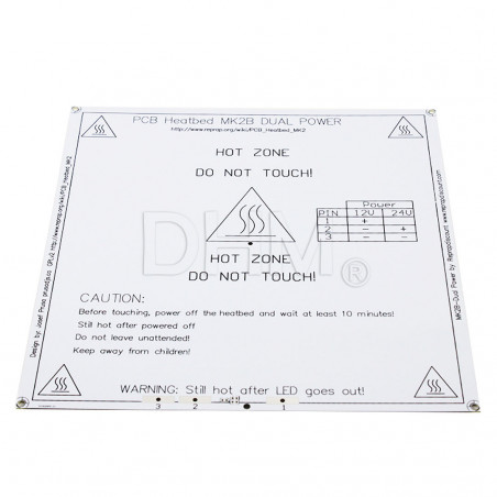 MK2b heated white plate 200x200 mm 12V - 24V MK series tops 11010102 DHM