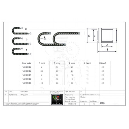 Energiekette Länge 1 m Innenabmessung 15x40 mm