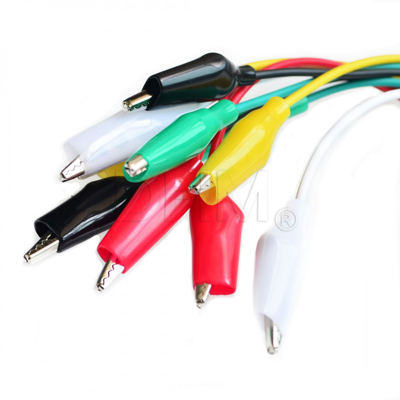 5 pcs Test leads - Alligator clips cable - Two-headed 5 colors - 50 cm length Cavi per test12060102 DHM