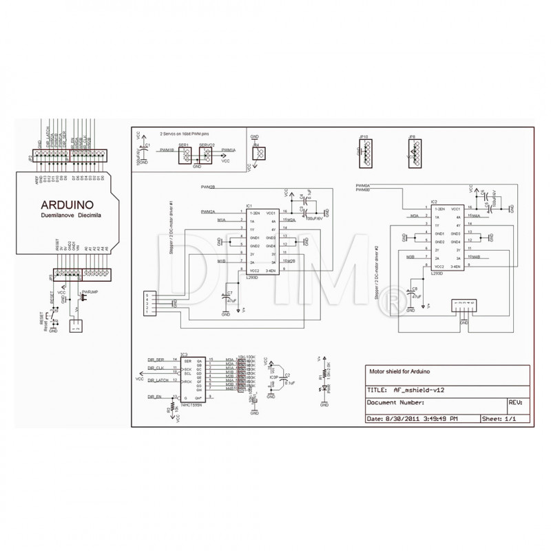 L293D shield motor stepper - Arduino - L293 driver - servo moteurs pas à pas Modules Arduino 08020211 DHM