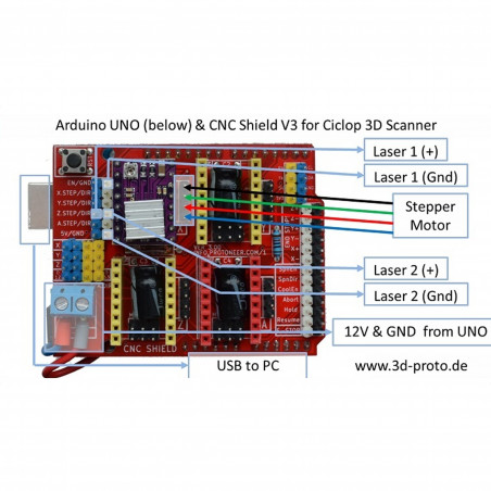 UNO CNC V3.0 Shield A4988 DRV8825 Arduino Erweiterungsboard V3 FZ1350 Cyclop Scanner