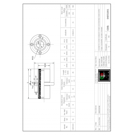 Round flange central LMFC8UU