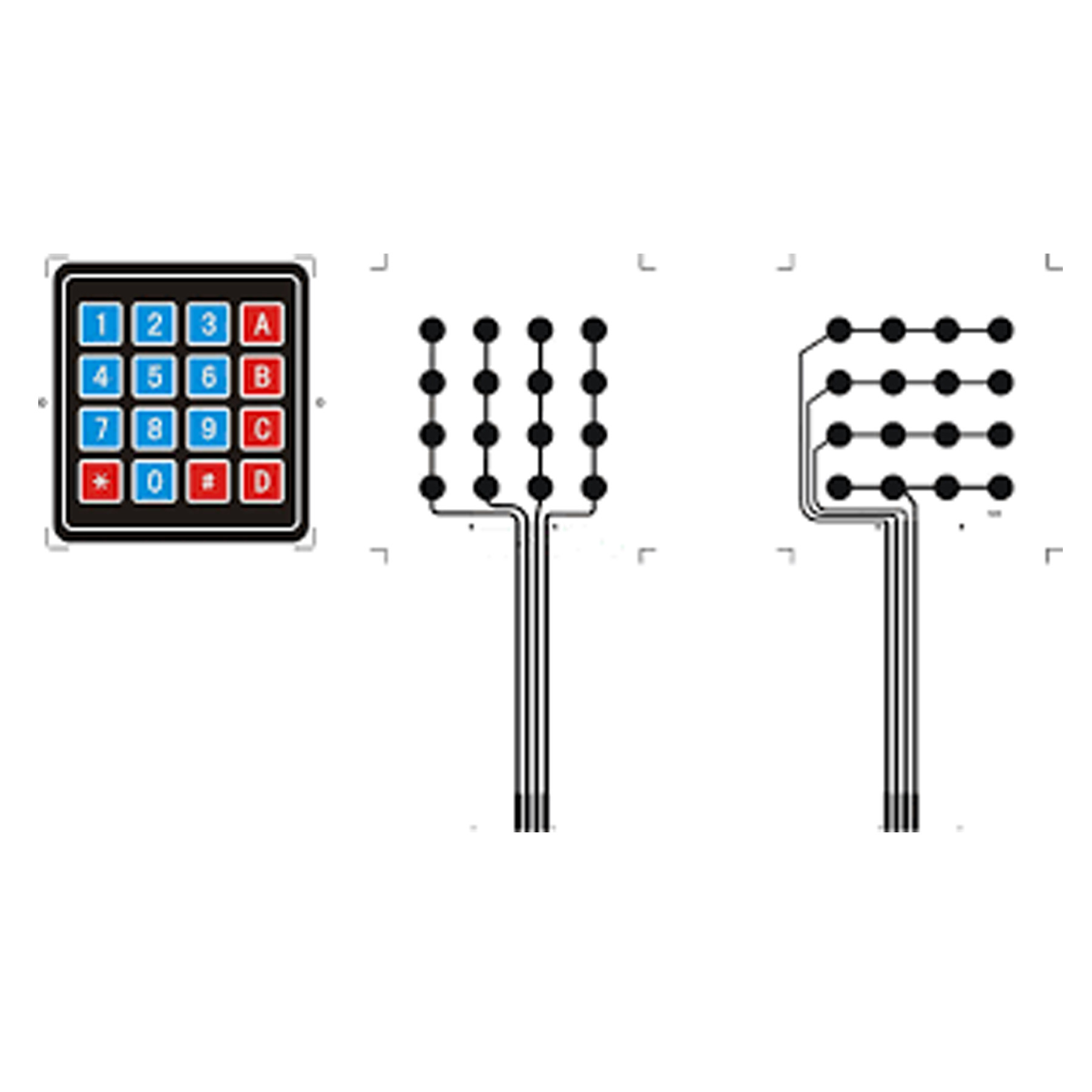 4x4 numeric keypad 16 keys keypad Arduino Raspberry Pi 3D print