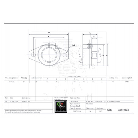 SHF35 Support en aluminium d'arbre de guidage 35 mm