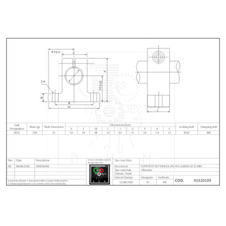 SK35 Support vertical en aluminium d'arbre de guidage 35 mm