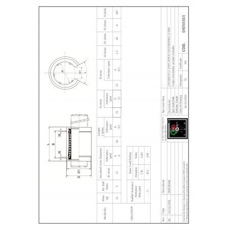 Linear bearing open standard LM12UUOP
