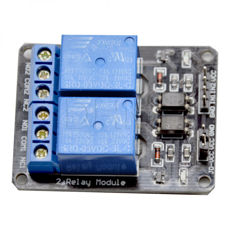 Module Relais 2 canals 5V DC - 250V AC SRD-05VDC-SL-C relay Relais 09050202 DHM