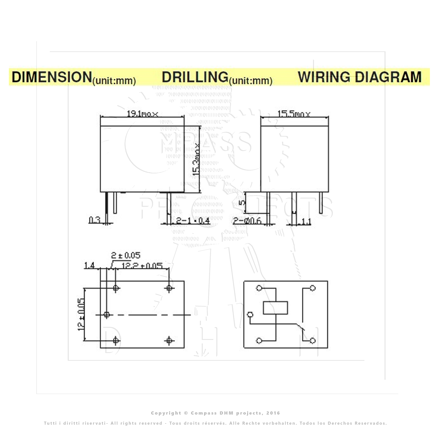 Relay module 1 channel 12V DC 250 V AC model SRD12VDCSLC