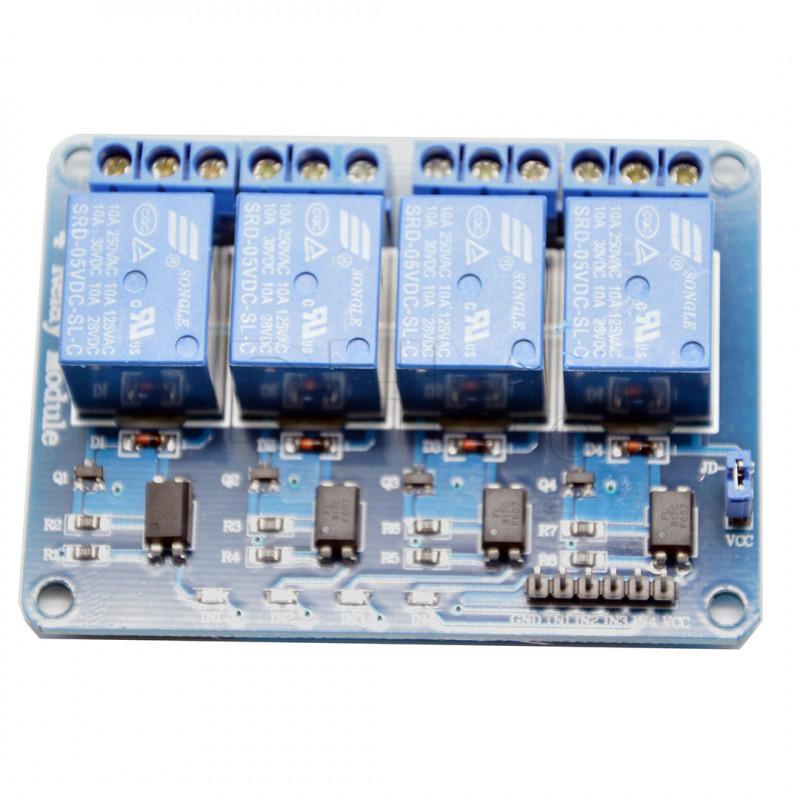 Relaismodul 4 channels 5V DC - 250V AC model SRD-05VDC-SL-C Relais 09050203 DHM