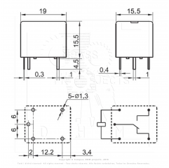 Relaismodul 2 channels 12V DC - 250 V AC model JQC-3FF-S-Z 12VDC Relais 09050207 DHM