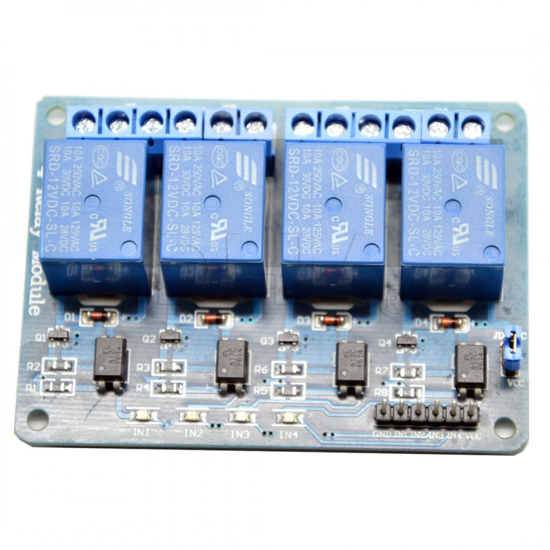 Módulo de relé 4 channels 12V DC - 250V AC model SRD-12VDC-SL-C Relé 09050208 DHM