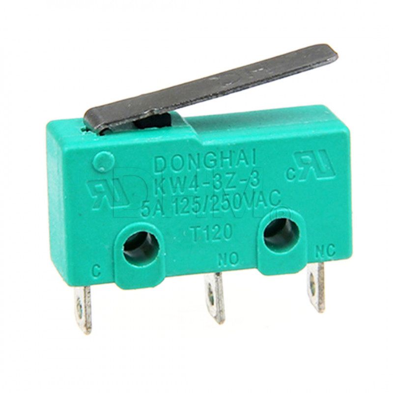 Finecorsa meccanici Reprap 3D - micro switch 3 pin 5A 250V verde - mechanical endstop Microinterruttori e Interruttori DIP060...