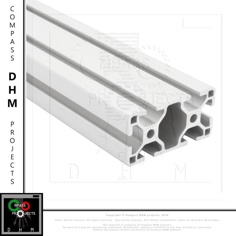 Profilés extrudés en aluminium - Série 6 30x60 mm fentes sur quatre côtés Série 6 (emplacement 8) 140104 DHM