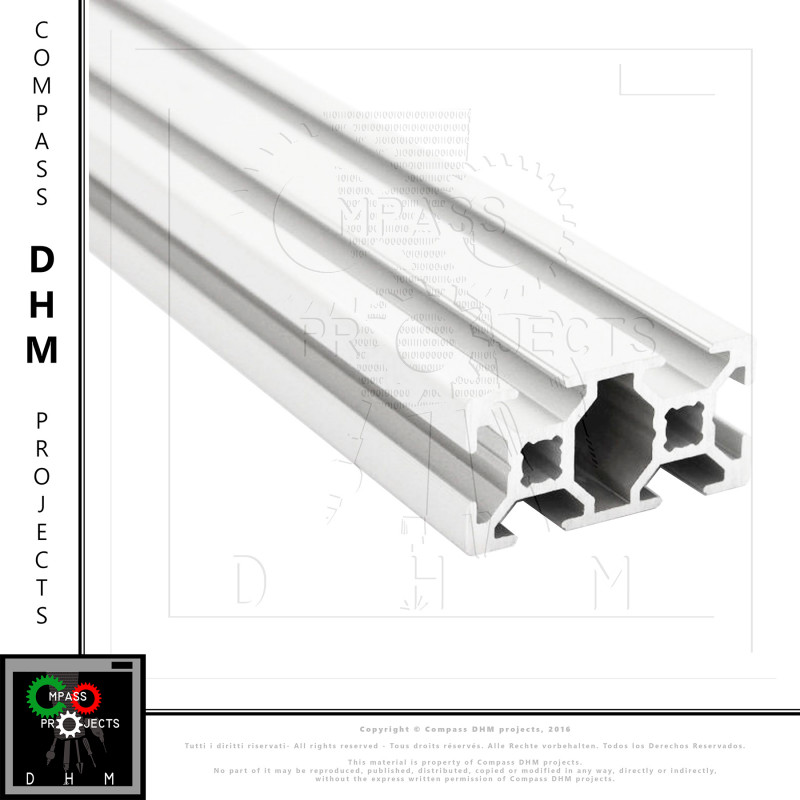 Perfiles cuadrados de aluminio - Serie 5 20x40 4 ranuras Serie 5 (ranura 6) 140102 DHM