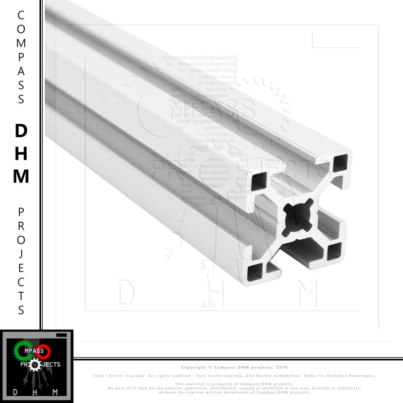 Perfiles cuadrados de aluminio - Serie 8 40x40 4 ranuras Serie 8 (ranura 10) 140105 DHM