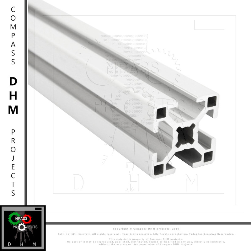 Profilés extrudés en aluminium - Série 8 40x40 mm fentes sur quatre côtés Série 8 (emplacement 10) 140105 DHM