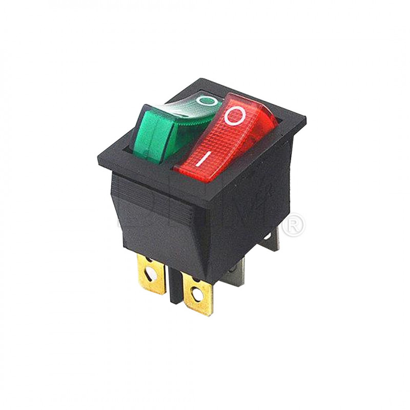 Interruttore quadro doppio led VERDE-ROSSO pulsante on/off switch 15A 250V Interruttori on/off12050405 DHM