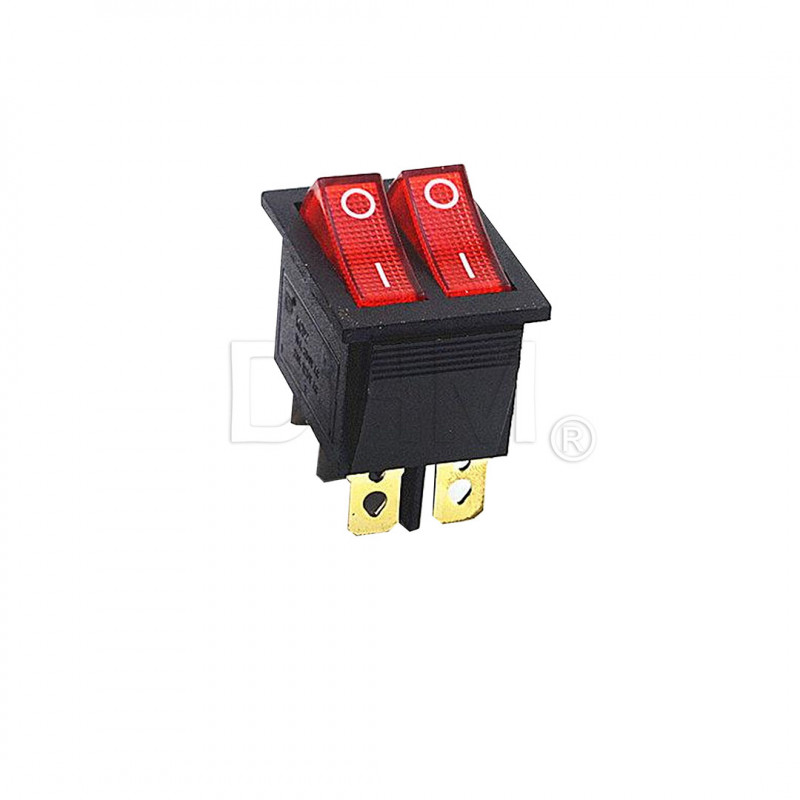 Interrupteur double led ROUGE-ROUGE à bascule miniature ON/OFF 15A 250V Interrupteurs marche/arrêt 12050407 DHM