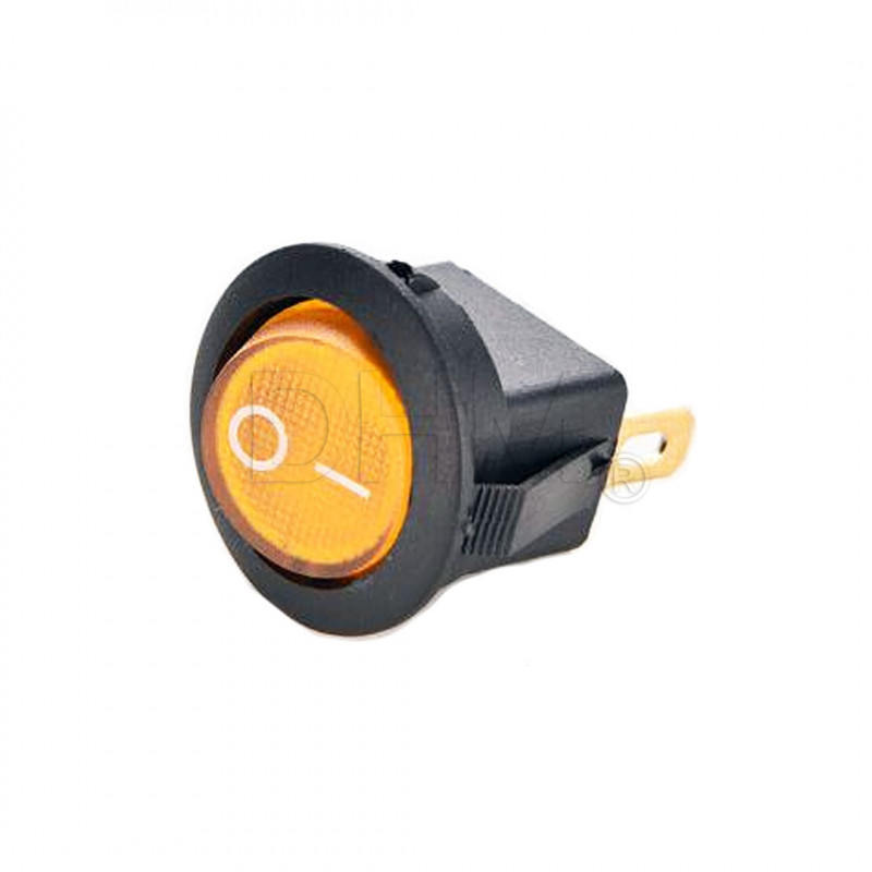 Interruttore TONDO led GIALLO pulsante on/off switch 6A 250V Interruttori on/off12050411 DHM