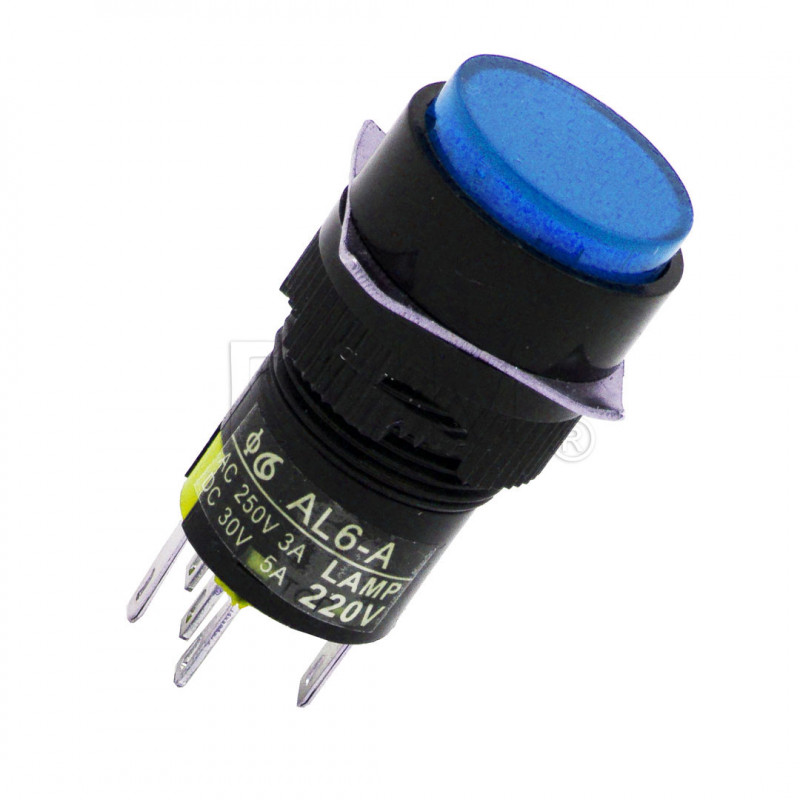 Pulsador azul de 16 mm K16-371 LED redondo de 24V Botones 12050603 DHM