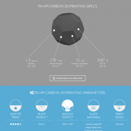 CARBON PAHP - Ø 1,75 mm 750g Trou noir - TreeD Filaments