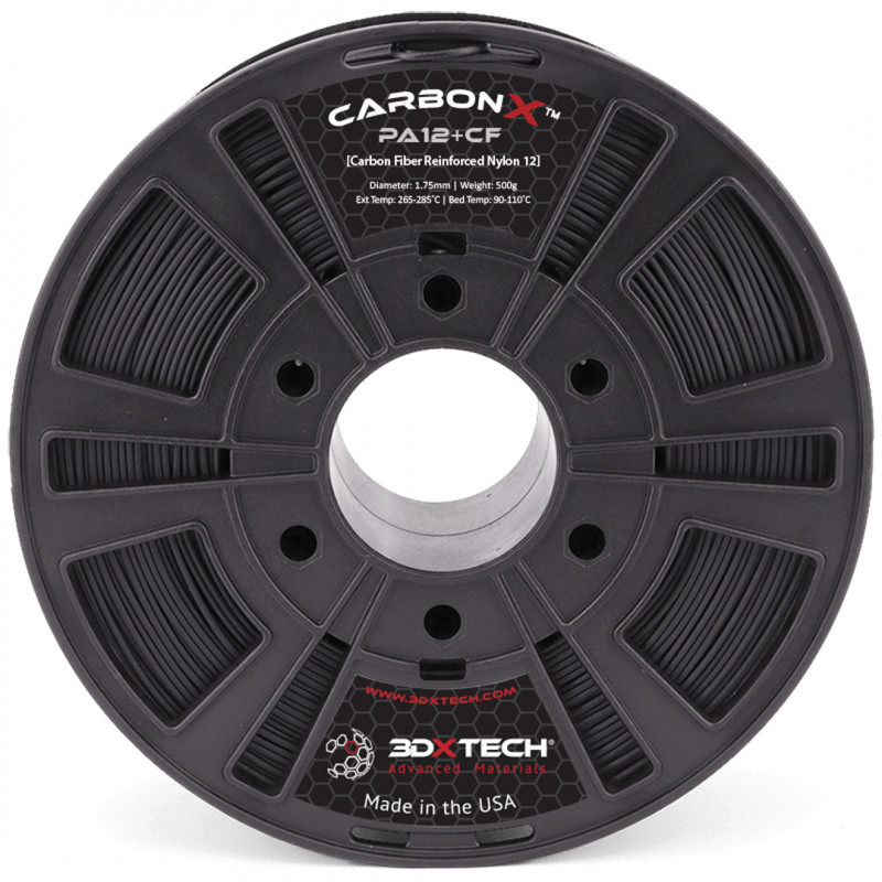 CARBONX PA12+CF [CARBON FIBER NYLON] - Black / 1.75mm / 500g - 3DXTech Carbon 3DXTech19210040 3DXTech