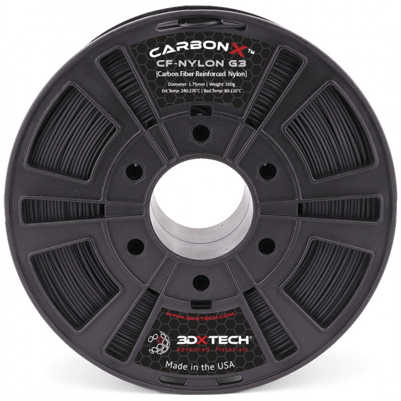 CARBONX PA6+CF GEN 3 [CARBON FIBER NYLON] - Black / 1.75mm / 500g - 3DXTech Carbon 3DXTech19210041 3DXTech