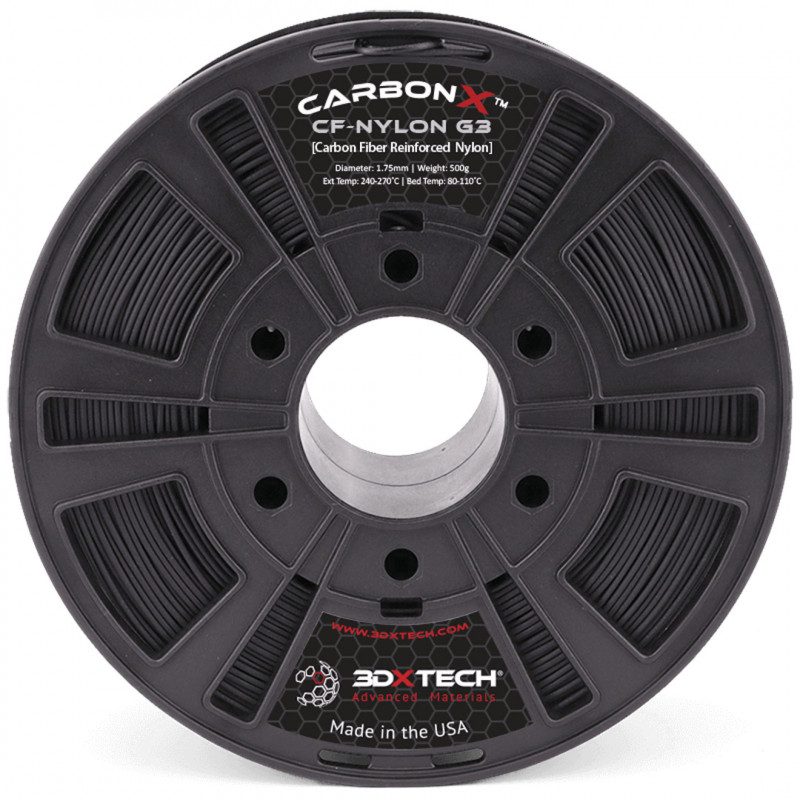 CARBONX PA6+CF GEN 3 [KARBONFASER NYLON] - Schwarz / 1,75mm / 500g - 3DXTech Carbon 3DXTech 19210041 3DXTech