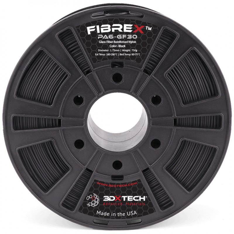 FIBREX NYLON+GF30 - Black / 1.75mm / 750g - 3DXTech Glass fiber 3DXTech 19210054 3DXTech