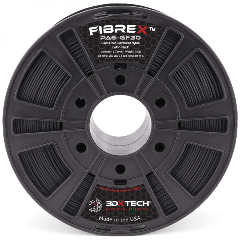 FIBREX NYLON+GF30 - Black / 1.75mm / 750g - 3DXTech Glass fiber 3DXTech 19210054 3DXTech