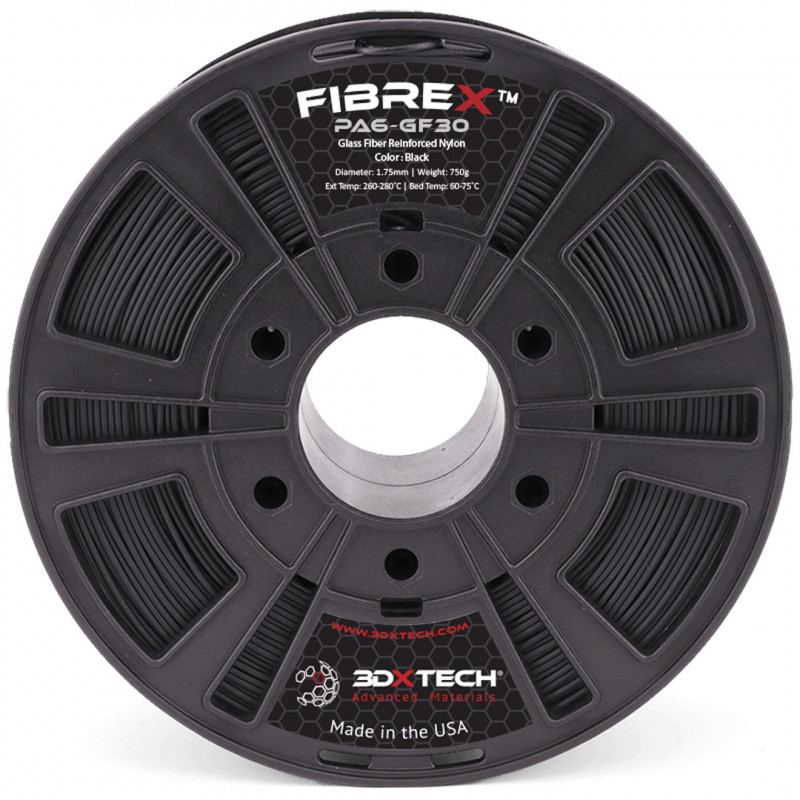 FIBREX NYLON+GF30 - Negro / 1,75mm / 750g - 3DXTech Glass fiber 3DXTech 19210054 3DXTech