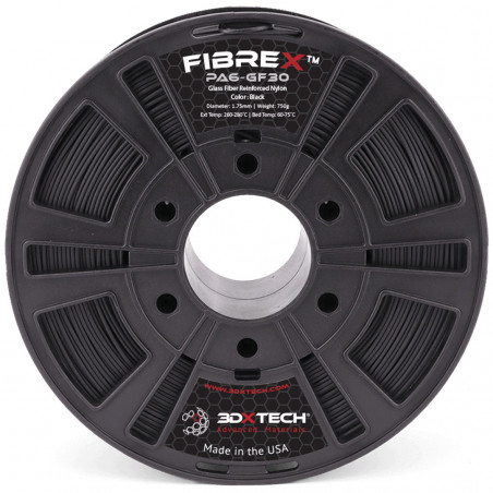 FIBREX NYLON+GF30 - Negro / 1,75mm / 750g - 3DXTech Glass fiber 3DXTech 19210054 3DXTech