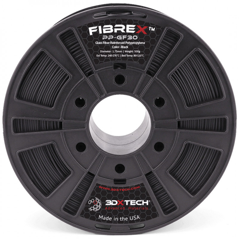 FIBREX PP+GF30 POLIPROPILENO - Negro / 1,75mm / 500g - 3DXTech Glass fiber 3DXTech 19210055 3DXTech